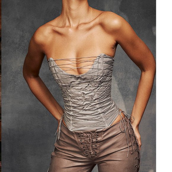 HOUSE OF CB 'Mirabelle' Smoke Lace Up Corset NWOT - Picture 1 of 5